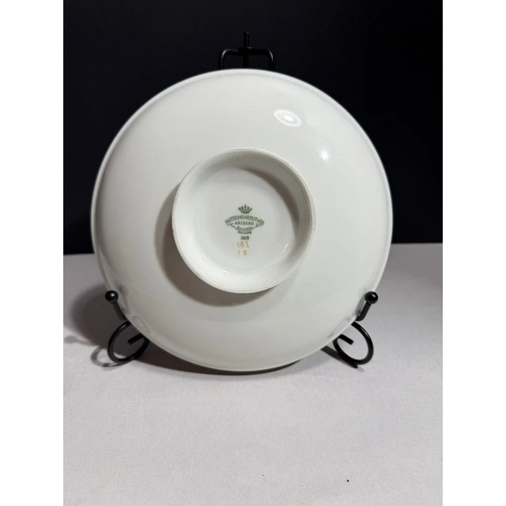 Hutschenreuther Arzberg Bavaria Iris Yellow Floral Porcelain Saucer Gold Rim